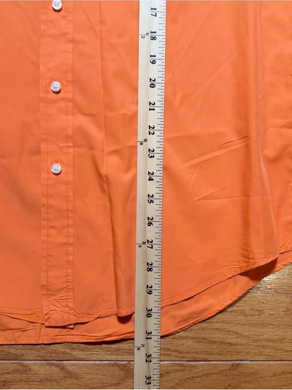 Ralph Lauren Mens Shirt Orange Large Classic Fit Bermuda Poplin Cotton Silk